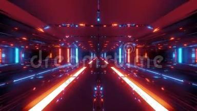 无尽的未来科幻科幻小说太空隧道走廊太空机库三维插图运动<strong>背景直播</strong>